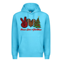 Ocean Blue peace love christmas Premium Hoodie - BarkalooDesign