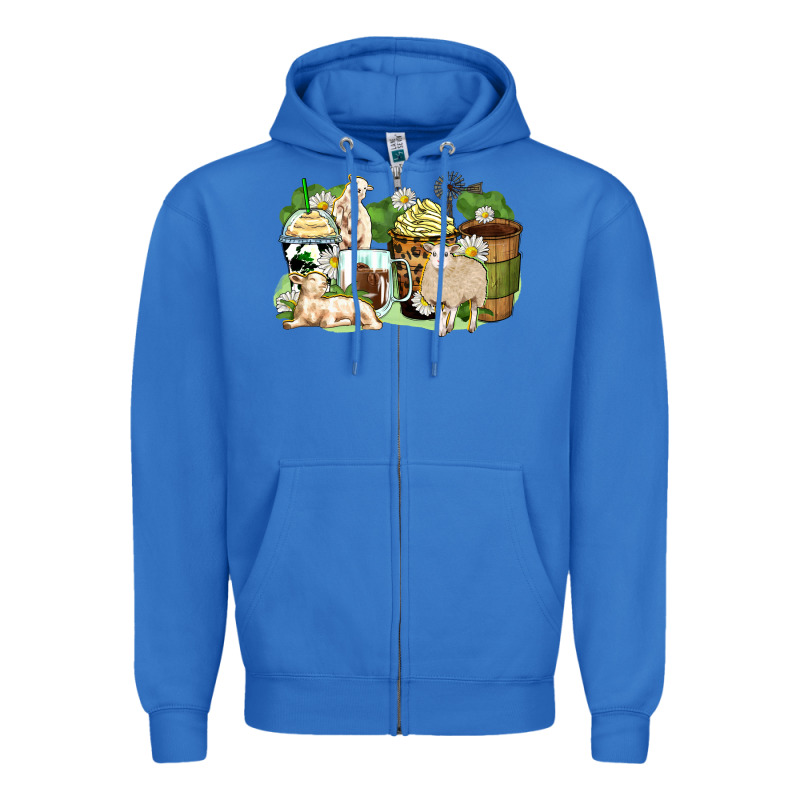 Sheep Coffee Cups Zipper Hoodie by Zillion Design Studio | Teevron