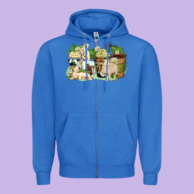 Sheep Coffee Cups Zipper Hoodie Designed By Zillion Design Studio