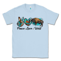 Dusty Blue peace love west bison Classic Tee - RanaPortraitStore