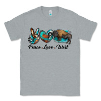 Heather Grey peace love west bison Classic Tee - RanaPortraitStore