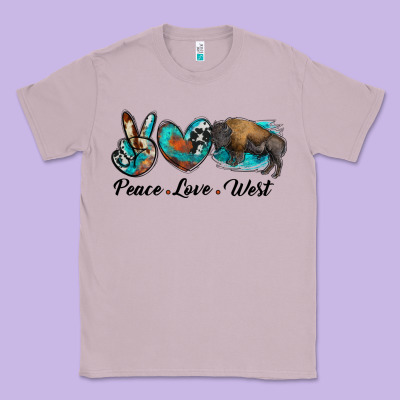 Peace Love West Bison Classic Tee Designed By Ranaportraitstore