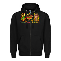 Black peace love juneteenth Zipper Hoodie - texasbilliewilder