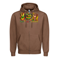 Chestnut peace love juneteenth Zipper Hoodie - texasbilliewilder