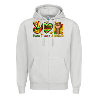 Dove Grey peace love juneteenth Zipper Hoodie - texasbilliewilder