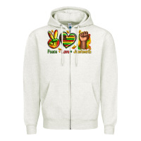 Oatmeal Heather peace love juneteenth Zipper Hoodie - texasbilliewilder