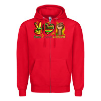 Red peace love juneteenth Zipper Hoodie - texasbilliewilder