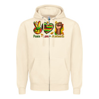 Sandshell peace love juneteenth Zipper Hoodie - texasbilliewilder