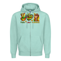 Seafoam peace love juneteenth Zipper Hoodie - texasbilliewilder