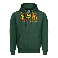 Sports Green peace love juneteenth Zipper Hoodie - texasbilliewilder