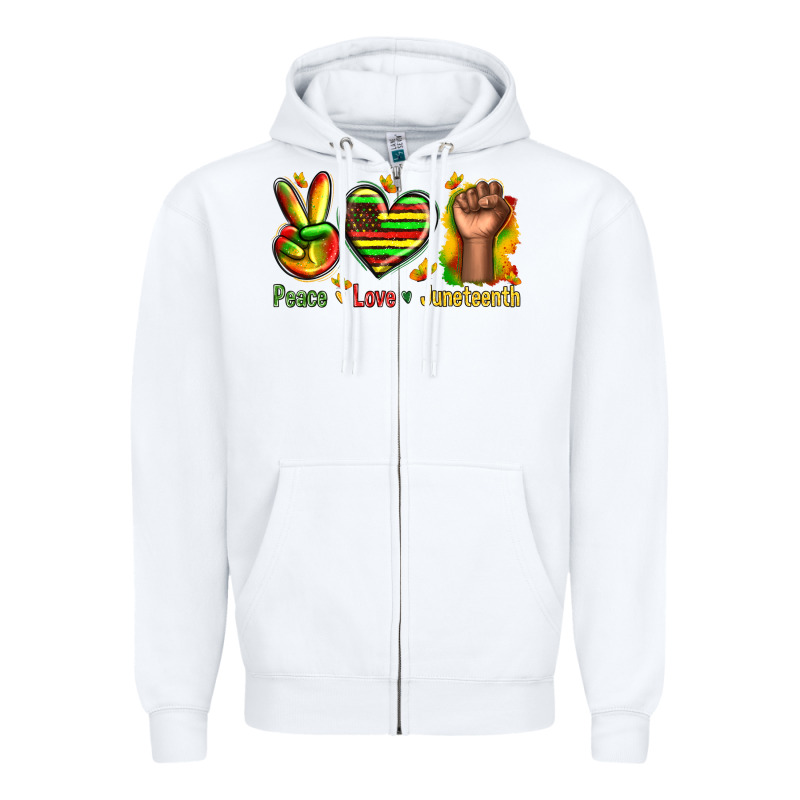 Peace Love Juneteenth Zipper Hoodie by texasbilliewilder | Teevron