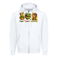 White peace love juneteenth Zipper Hoodie - texasbilliewilder