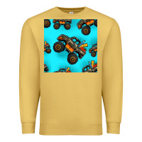 Antique Gold monster truck pre teen seamless pattern Premium Sweatshirt - HRA Design Shop