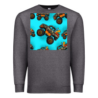 Charcoal Heather monster truck pre teen seamless pattern Premium Sweatshirt - HRA Design Shop