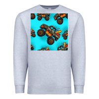 Heather Grey monster truck pre teen seamless pattern Premium Sweatshirt - HRA Design Shop