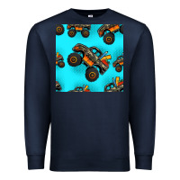 Navy monster truck pre teen seamless pattern Premium Sweatshirt - HRA Design Shop