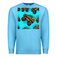 Ocean Blue monster truck pre teen seamless pattern Premium Sweatshirt - HRA Design Shop