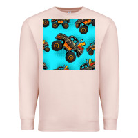 Pale Pink monster truck pre teen seamless pattern Premium Sweatshirt - HRA Design Shop