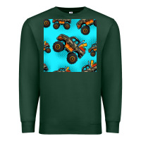 Sports Green monster truck pre teen seamless pattern Premium Sweatshirt - HRA Design Shop