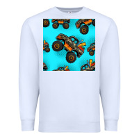 White monster truck pre teen seamless pattern Premium Sweatshirt - HRA Design Shop