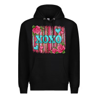 Black xoxo valentines day leopard glitter brushstroke Premium Hoodie - Jasminsmagicworld