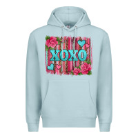 Blue Mist xoxo valentines day leopard glitter brushstroke Premium Hoodie - Jasminsmagicworld