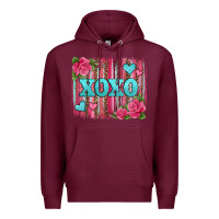 Burgundy xoxo valentines day leopard glitter brushstroke Premium Hoodie - Jasminsmagicworld