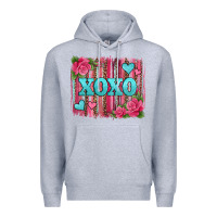 Heather Grey xoxo valentines day leopard glitter brushstroke Premium Hoodie - Jasminsmagicworld