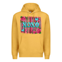 Mustard xoxo valentines day leopard glitter brushstroke Premium Hoodie - Jasminsmagicworld