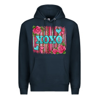 Navy xoxo valentines day leopard glitter brushstroke Premium Hoodie - Jasminsmagicworld