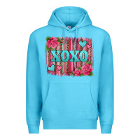 Ocean Blue xoxo valentines day leopard glitter brushstroke Premium Hoodie - Jasminsmagicworld