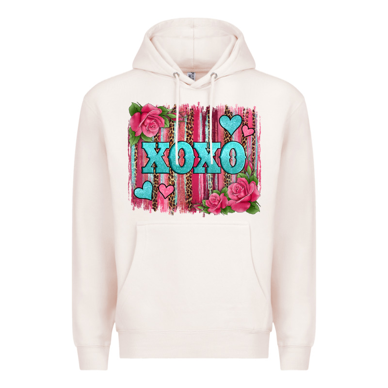 Xoxo Valentines Day Leopard Glitter Brushstroke Premium Hoodie by Jasminsmagicworld | Teevron