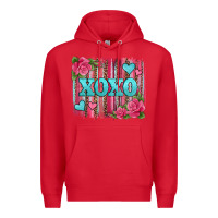 Red xoxo valentines day leopard glitter brushstroke Premium Hoodie - Jasminsmagicworld