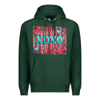 Sports Green xoxo valentines day leopard glitter brushstroke Premium Hoodie - Jasminsmagicworld