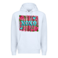 White xoxo valentines day leopard glitter brushstroke Premium Hoodie - Jasminsmagicworld