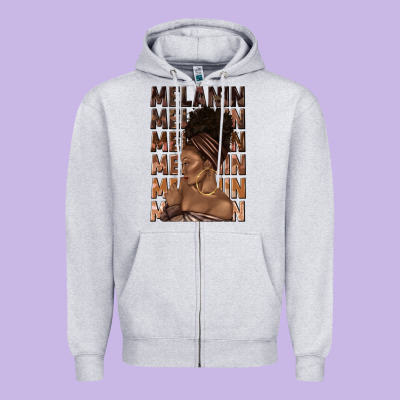 Zipper Hoodie melanin melanin melanin with afro girl
