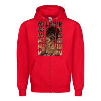 Red melanin melanin melanin with afro girl Zipper Hoodie - texasbilliewilder