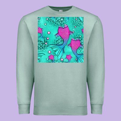 Mermaid Tail Seamless Pattern Premium Sweatshirt Designed By Hra Design Shop