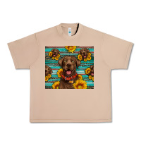 Burro Chocolate Labrador with sunflowers western Urban Heavy Tee - Artiststas