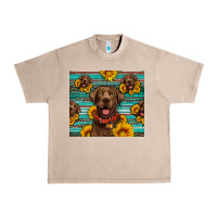 French Oak Chocolate Labrador with sunflowers western Urban Heavy Tee - Artiststas