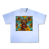 Grape Ice Chocolate Labrador with sunflowers western Urban Heavy Tee - Artiststas