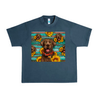 Midnight Navy Chocolate Labrador with sunflowers western Urban Heavy Tee - Artiststas