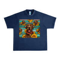 Navy Chocolate Labrador with sunflowers western Urban Heavy Tee - Artiststas
