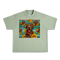 Chocolate Labrador With Sunflowers Western Urban Heavy Tee | Teevron