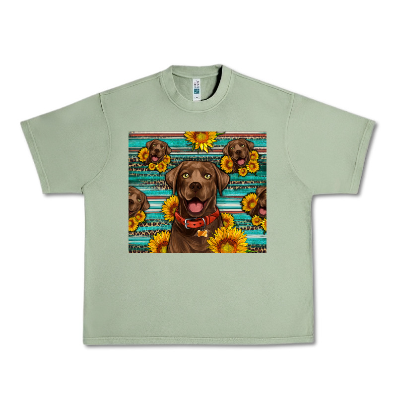 Chocolate Labrador With Sunflowers Western Urban Heavy Tee by Artiststas | Teevron