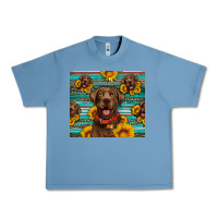Pebble Blue Chocolate Labrador with sunflowers western Urban Heavy Tee - Artiststas