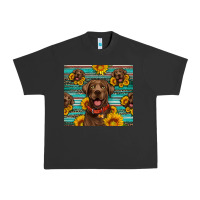 Pigment Black Chocolate Labrador with sunflowers western Urban Heavy Tee - Artiststas