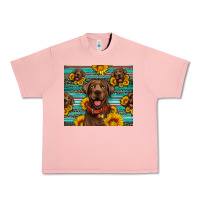 Salmon Chocolate Labrador with sunflowers western Urban Heavy Tee - Artiststas