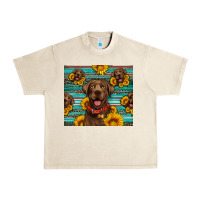 Sandshell Chocolate Labrador with sunflowers western Urban Heavy Tee - Artiststas