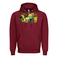 Burgundy monkey coffee cups Zipper Hoodie - Zillion Design Studio